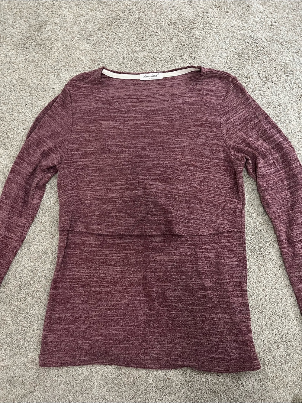 Bearsland Heather Red Long-Sleeve Maternity Nursing Soft Top S